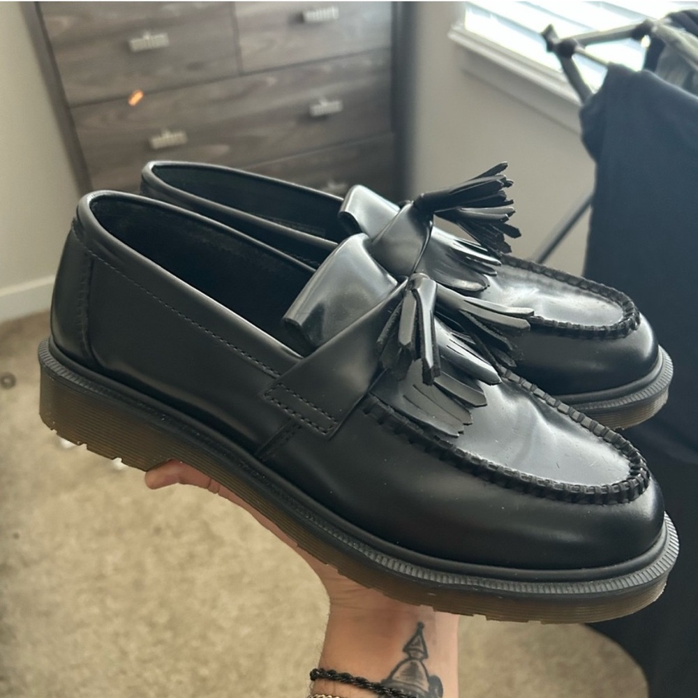 Dr. Martens Black Slip-On Loafers with Moccasin Stitching